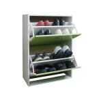 2 Tier Flip Drawers Shoe Organizer Cabinet , Green Shoe Storage Containers