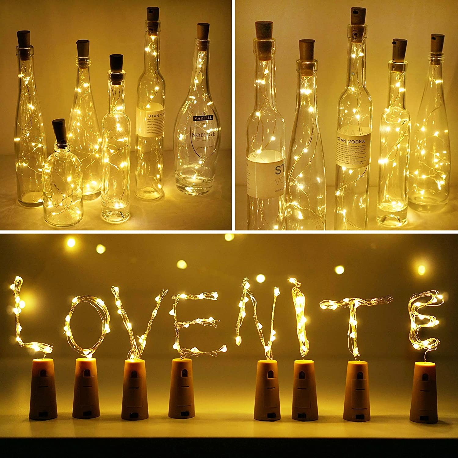 LoveNite Wine Bottle Lights with Cork, String Lights for DIY, Party, Decor, Christmas, Halloween,Wedding(Warm White)