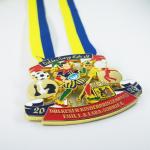 Carnival Clubs Zinc Alloy Gold Plated Medals Soft Enamel Colored With Ribbon