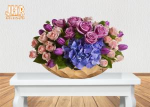 Quality Gold Leafed Fiberglass Flower Serving Bowl Decorative Table Vases Boat Shape wholesale