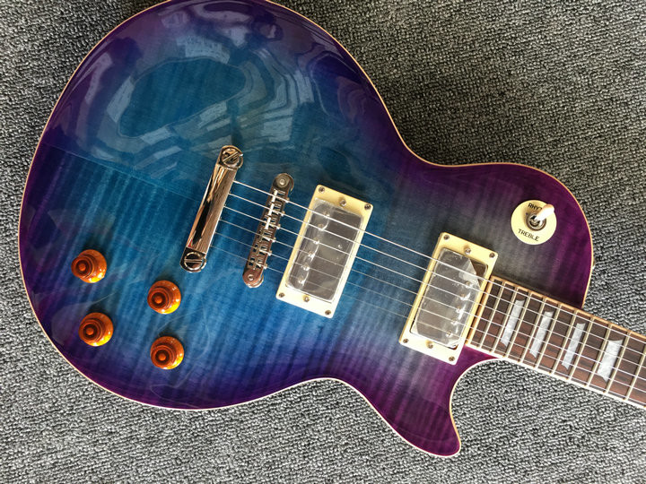 2017 New + guitar factory + Chibson LP custom electric guitar blue flame maple top LP custom 1959 guitar Free Shipping L