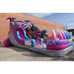 Outdoor Bouncy Inflatable Water Slides For Pool Purple Blue Commercial Grade