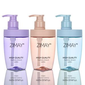Quality PET Round Bottom Empty Clear Blue 500ml Shower Gel And Lotion Milk Container Set Pet Plastic Bottles wholesale
