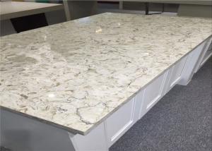 Quality OEM Flora Bloom White Quartz Top , Premade Kitchen Countertops Polished Surface wholesale