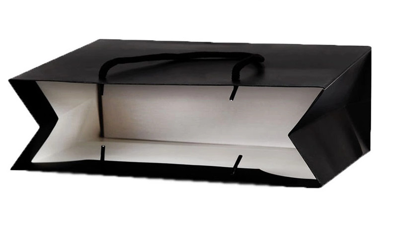 Soft Edge Black Paper Carrier Bags , Recycled Gift Bags Various Shape Available