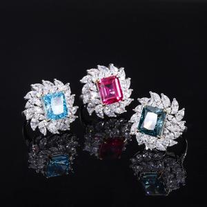 Quality Lanciashow 925 Sterling Silver Women Ring with Lab Stone for Party, Wedding, Engagement wholesale