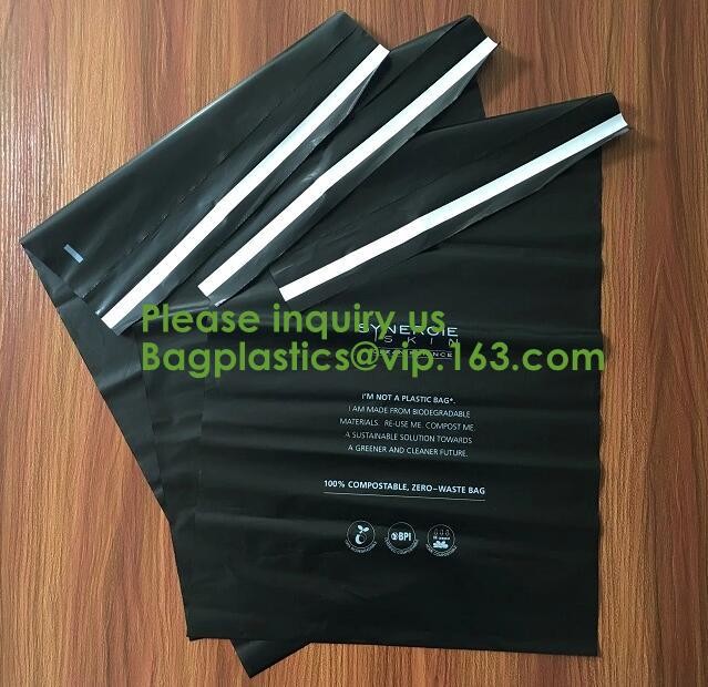 Biodegradable compostable plastic courier shipping envelope custom 10x13 matte black poly mailers bag bagplastics bageas