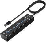 LED 3.0 7 Port USB HUB Splitter ABS 1.2m Extra USB Ports For Laptop FCC