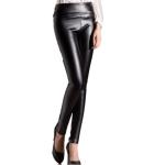 fashion high waist pu leather 3 design-choice black leggings leather women