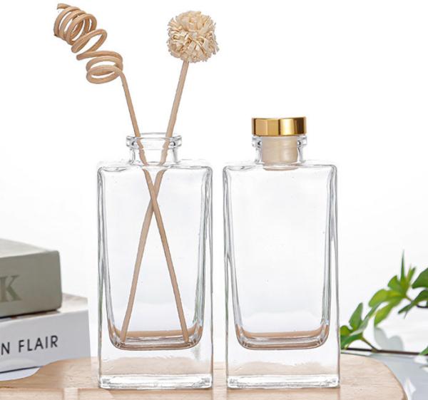 Industrial Beverage 50ml Flat Square Glass Diffuser Bottle with Rattan Dried