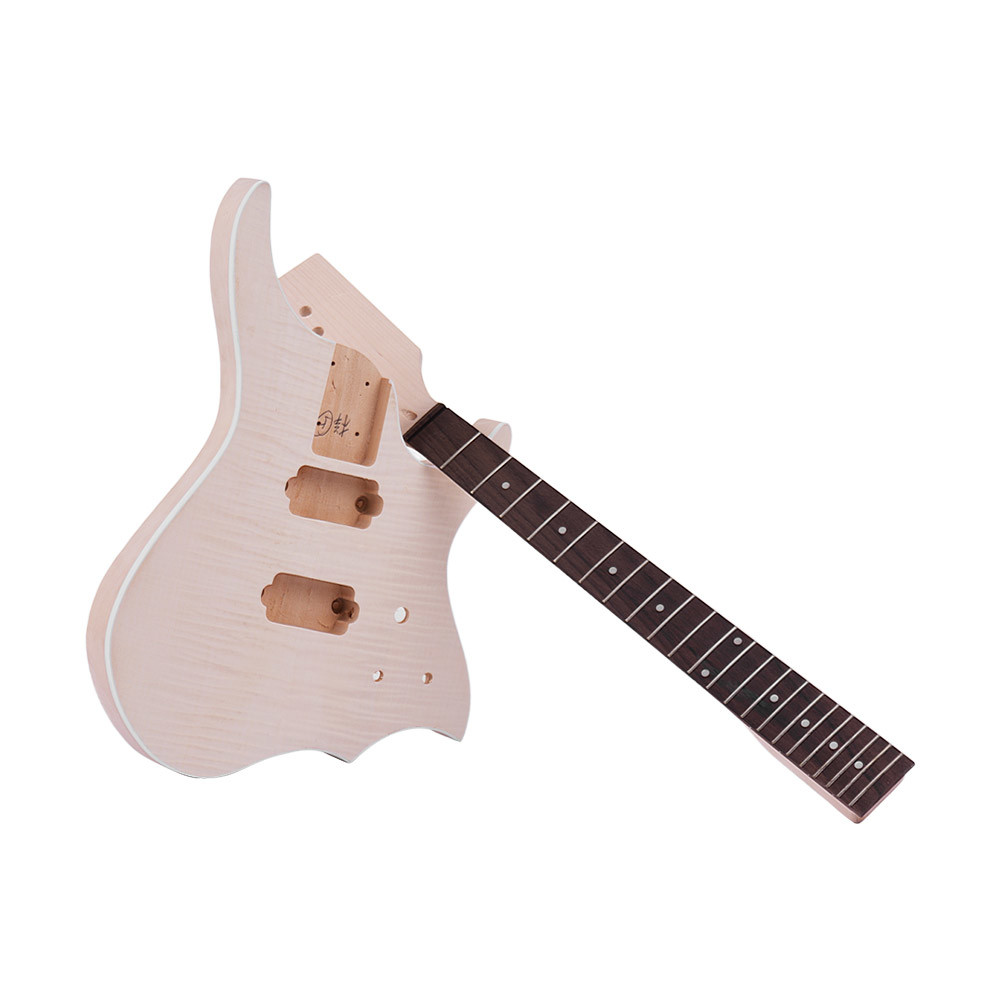 Unfinished DIY Electric Guitar Kit Basswood Body Maple Guitar Neck Rosewood Fingerboard