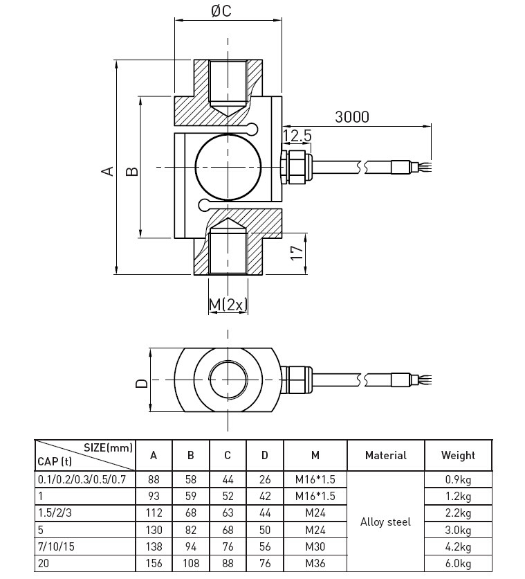 Alloy Steel Weight Scale Load Cell Tension Compression Load Cell S Type