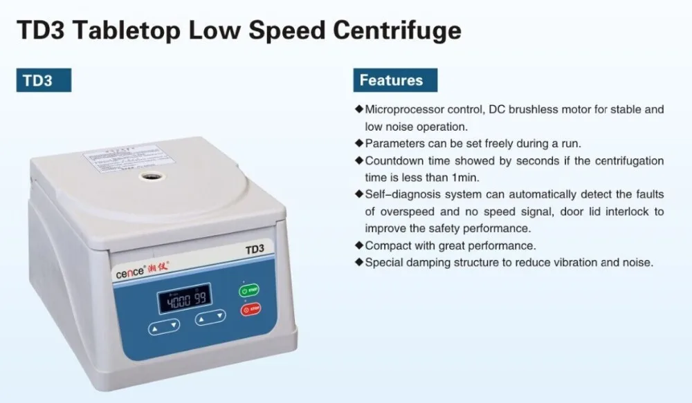 TD3 Tabletop Low Speed Centrifuge Machine for Plasma Extractor