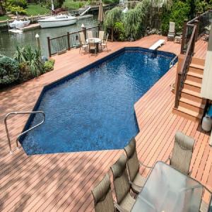 Quality 157 X 22mm Park WPC Hollow Decking Durable Hdpe Deck Boards wholesale