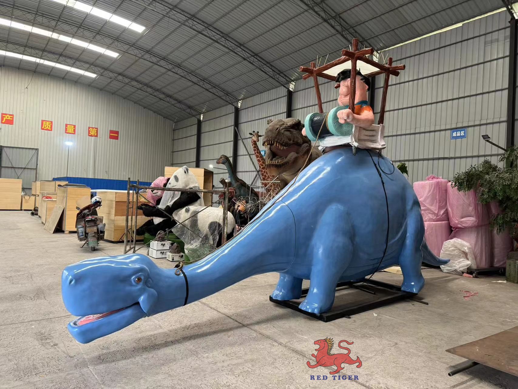 Fiberglass Cartoon Dinosaur Animatronic Ride on Dinosaur