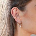 Dangle Moon Hoop Earrings 925 Silver for Women Brazilian Gold Plated 18K Custom