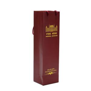 Quality Luxury Gift Packaging Custom Printed Bottle Wine Paper Bags Dark Red Wine Bottle Paper Bags With Handles wholesale