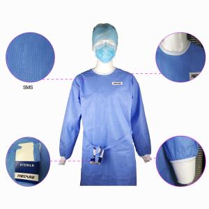 Quality Impervious Disposable Surgical Gown Fluid Proof Knitted Cuff Sleeve Standard wholesale