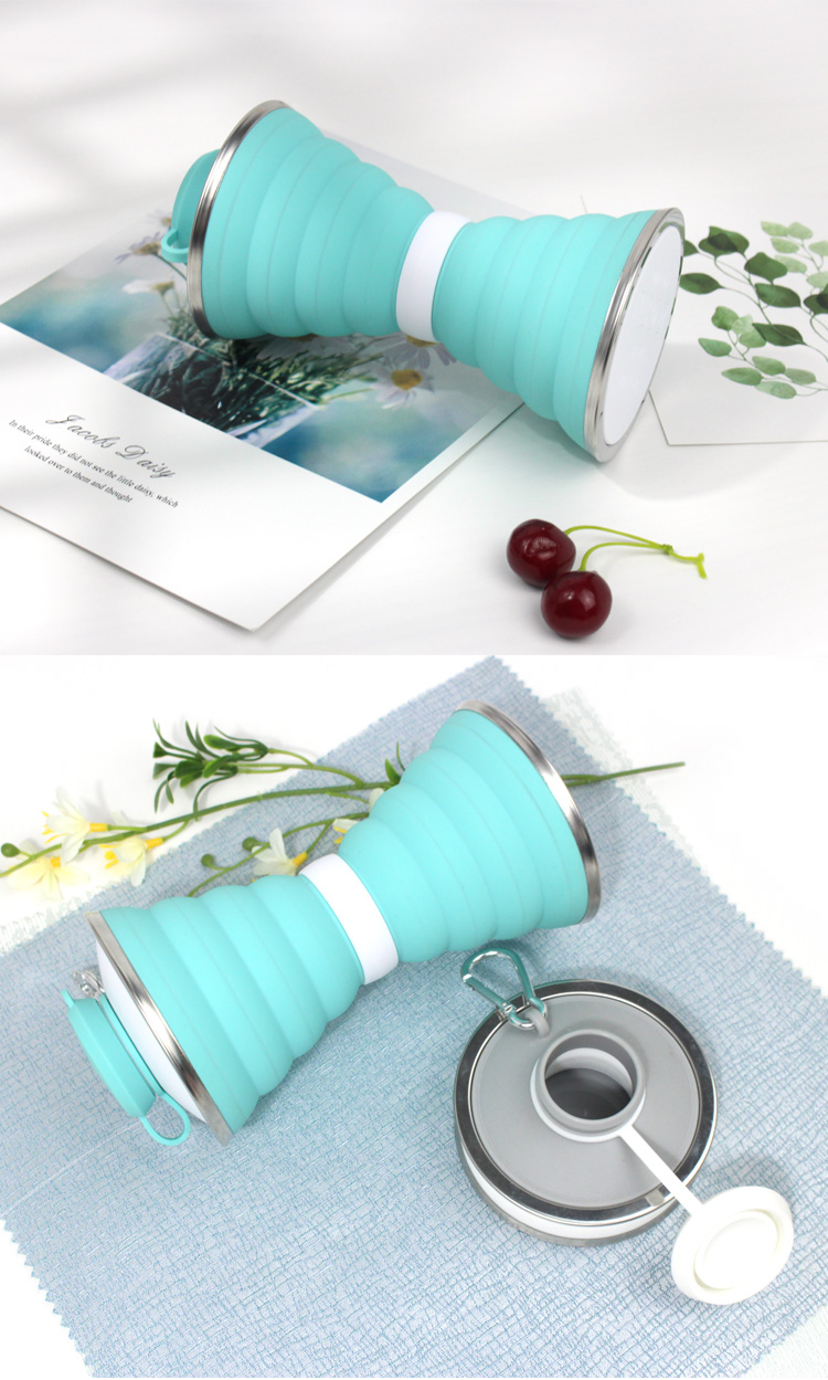 500Ml Silicone Expandable And Foldable Drinking Water Bottle