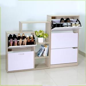 Quality KD package Drawable 93cm Oak Wooden Shoe Rack Cabinet wholesale