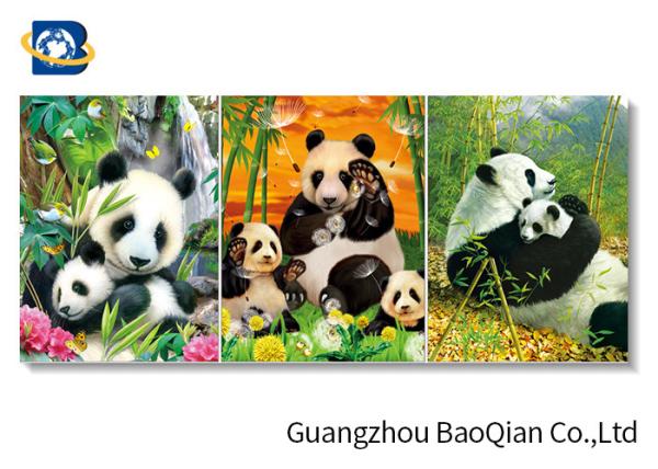 Panda / Tiger Animal Lenticular 3d Stereograph Printing / Pictures For Living
