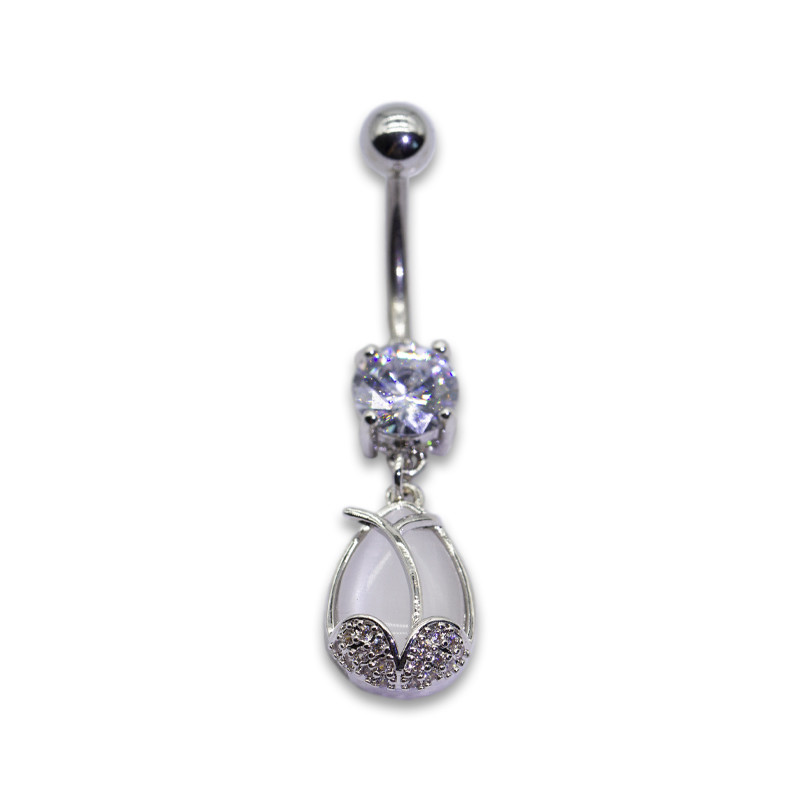Water Drop Crystals 316 Stainless Steel Belly Button Rings Jewelry 10mm