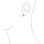 Flower Amethyst CZ Birthstone Baby Girls 925 Sterling Silver Screw Back Stud
