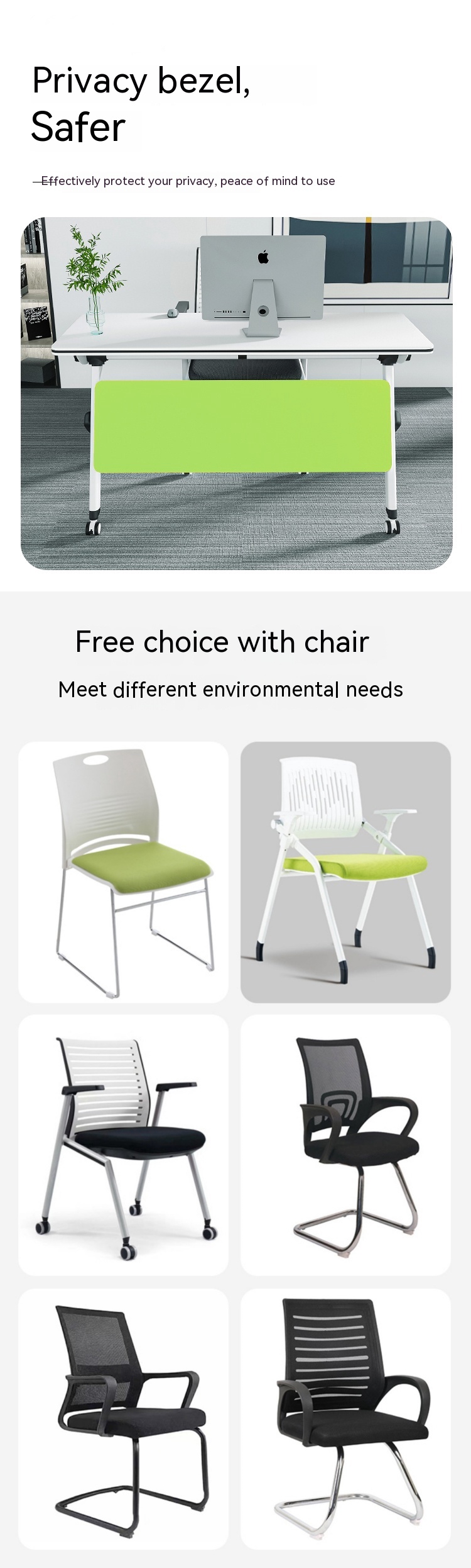 Modern Design Folding Training Table and Chair Combination for Multifunctional Office
