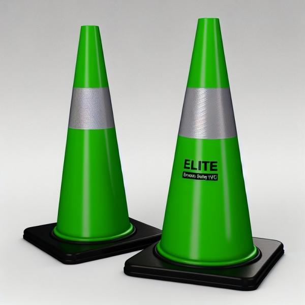 Elite Green Safety PVC Traffic Cone Marking Road Hazardous Areas Enhanced