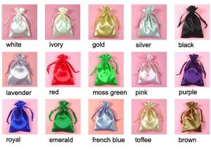 Quality BRC Packaging Drawstring Bags Satin Jewelry Pouch Faux Silk Overlocked wholesale