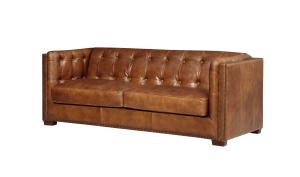 Quality Genuine Leather Triple Seater Sofa , 3 Seater Brown Leather Settee American Style wholesale