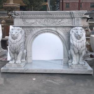 Quality Marble Lion Sculpture Stone Modern Garden Decoration Hand-carved White Life Size wholesale