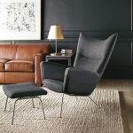 High Back stainless steel legs fabric Hans Wegner Upholstered Wing Customized