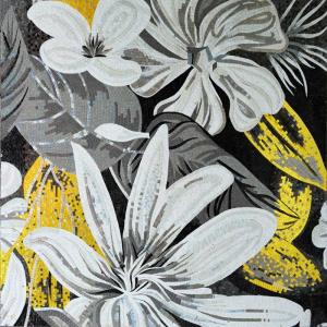 Quality White Magnificent Floral Glass Mosaic Wall Art , Craft Mosaic Tile Floor Patterns wholesale