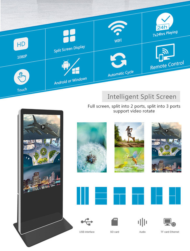 Freestanding Kiosk 32 Inch Vertical Signage Display 3840x2160px