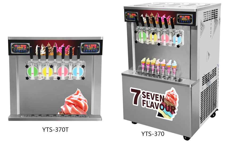Continuous Production Capacity 540 cups /70g Soft Serve Ice Cream Machine 7 Flavors Automatic Yogurt Icecream Maker