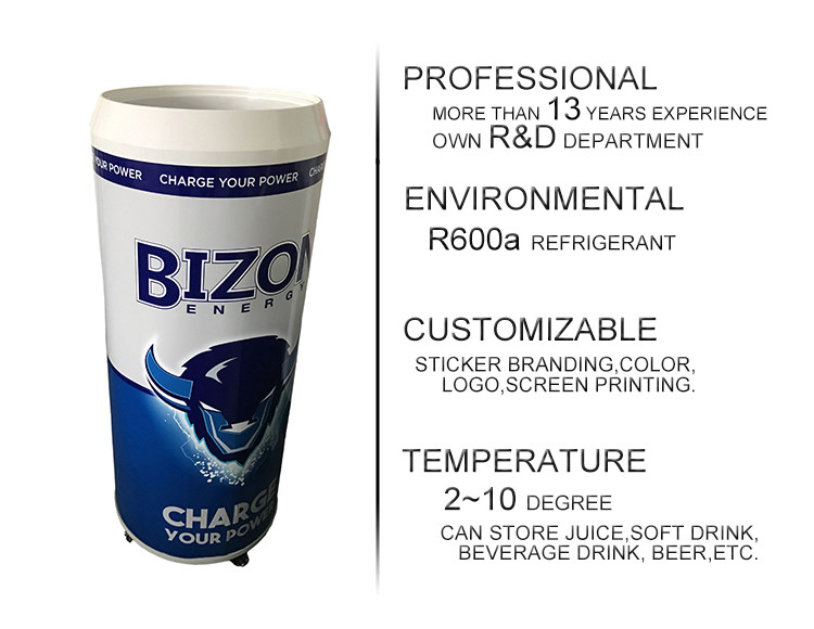 77L led strips inside energy drink barrel commercial can cooler fridge with 2 baskets SC77Y