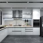 Luxury Zambia Solid Wood White Glossy Silver Kitchen Cabinet Temperature Control