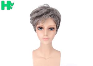 Quality 14 Inch Men Hair Wig Black Mixed Grey Kanekalon Fiber Professional wholesale