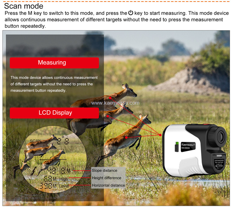 kaemeasu Hunting Laser Rangefinder Rechargeable Golf Telescope Angle Measuring Distance Meter D800