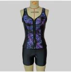 Zippered Vest And Shorts 2 Pieces Women Beachwear Printed Plus Size Swimwear