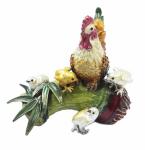 Hot sale antique rooster cock animal shape metal hand painted decortive jewelry