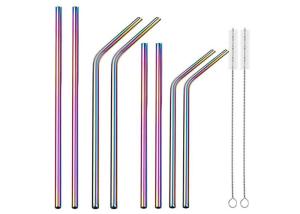 Quality Super Strong Pure Titanium Drinking Straws Lightweight With Cleaning Brush wholesale