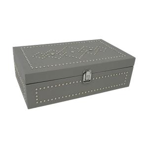 Quality Customized Fashion Classic Wine Tea Chocolate Packaging Box PU Leather Rivet Decoration Wooden Box Gift Box wholesale