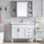 YALIG Customized Counter Wash Basin Wooden White Cabinet Bathroom Vanity