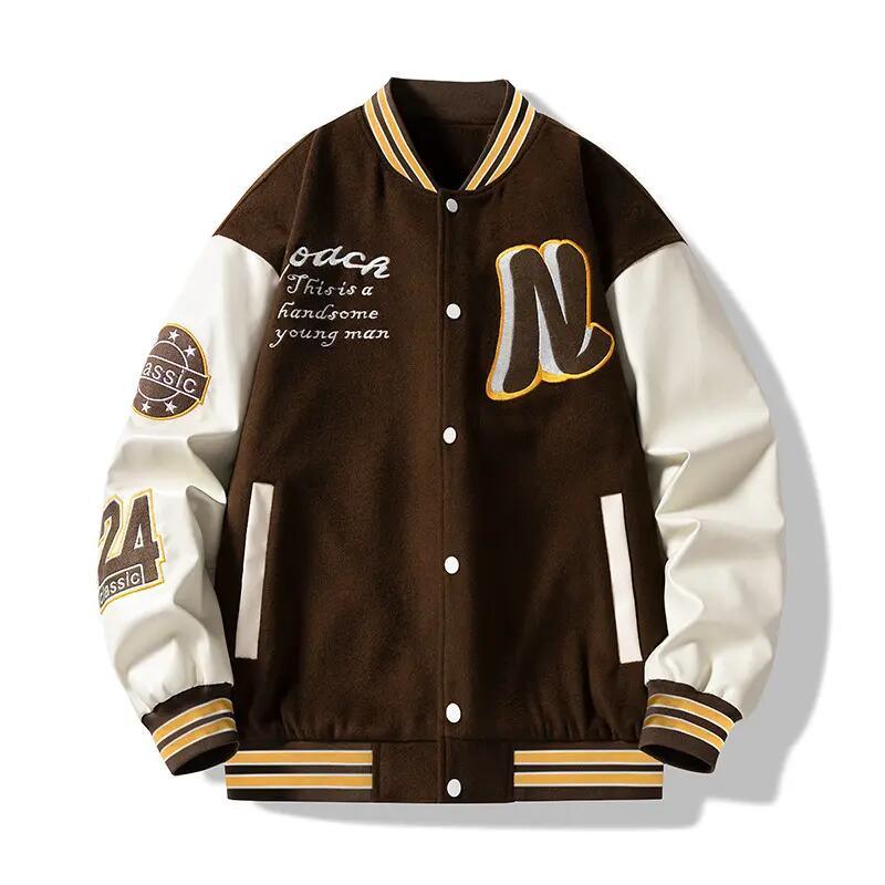 Custom Logo Baseball Loose Casual Varsity Sport Jersey Jacket Green Blue Baseball Jacket for Men