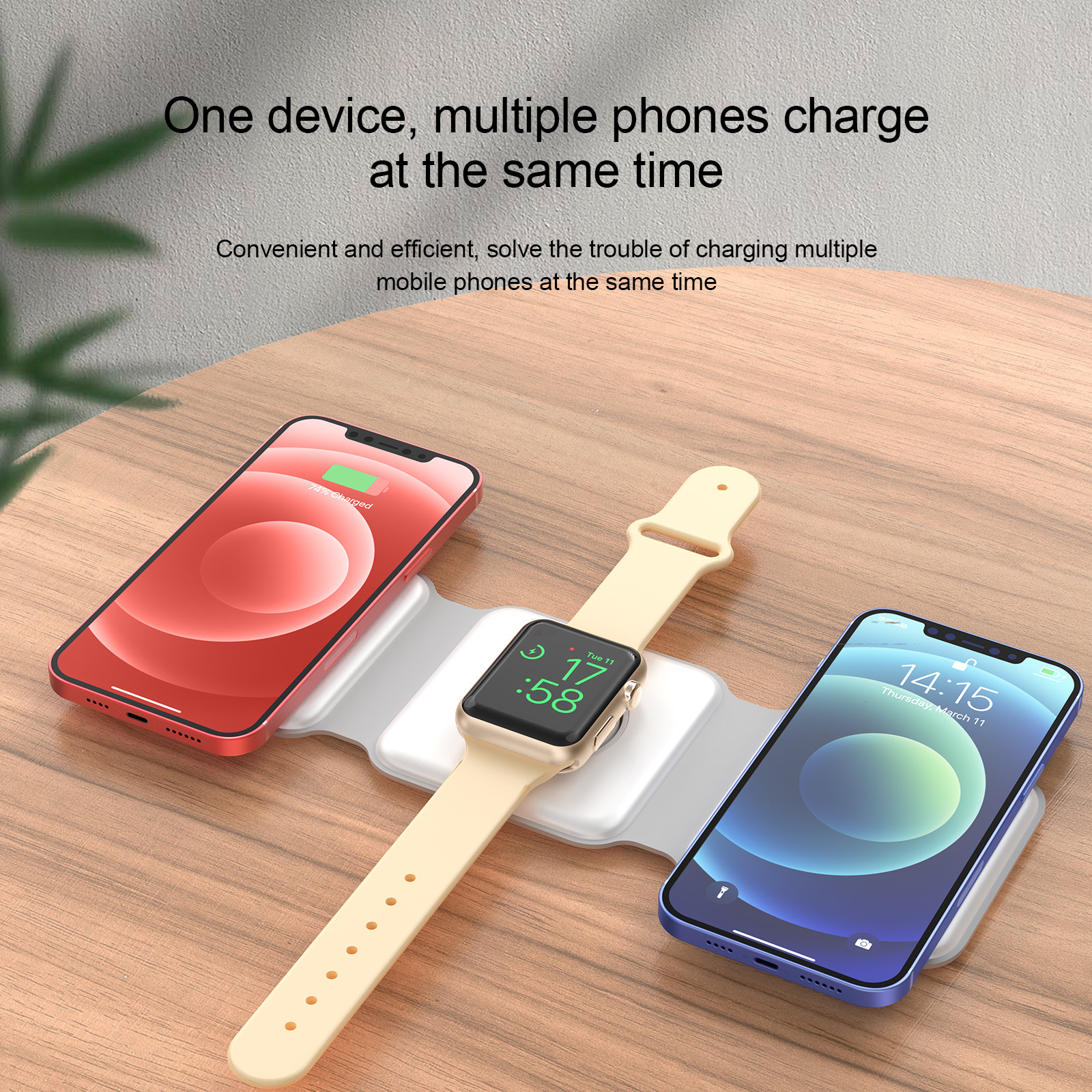 15W Fast Charging Portable Wireless Charger For Watches QC3.0 Charging Black/White