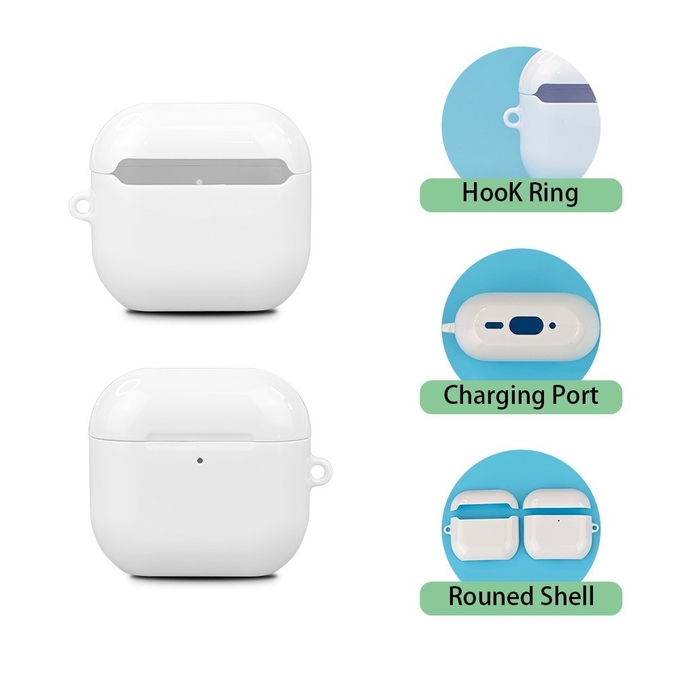 Printable Blank White 3D Sublimation Airpods 4 Case With 4 Pcs