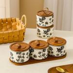 Convenient Microwavable Food Container with Elegant Floral Design Ceramic