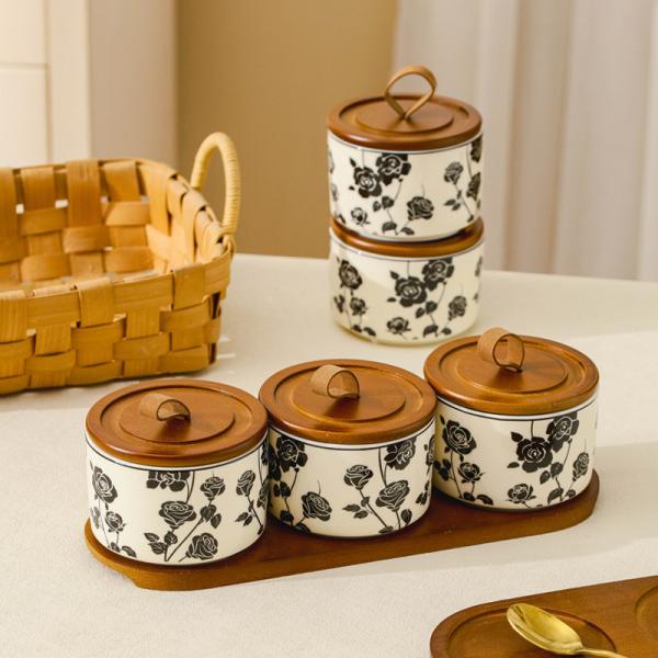 Convenient Microwavable Food Container with Elegant Floral Design Ceramic